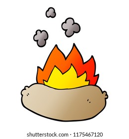 cartoon doodle burning sausage