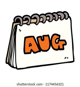 cartoon doodle calendar showing month of august