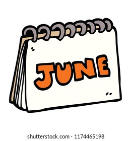 cartoon doodle calendar showing month of june