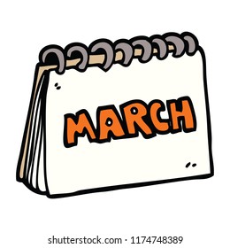 cartoon doodle calendar showing month of march