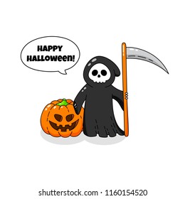 Cartoon doodle card. Happy Halloween. Background, wallpaper, template