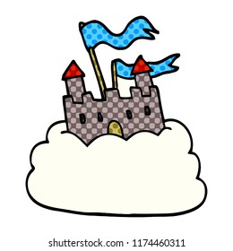 cartoon doodle castle on cloud