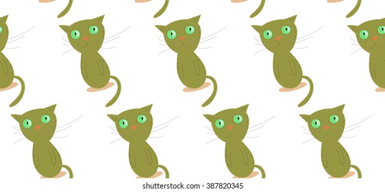 cartoon doodle cat seamless pattern. vector illustration