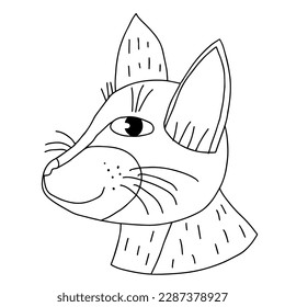 El bozal del gato doodle de caricatura aislado en fondo blanco.