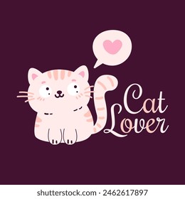 Cartoon doodle character cats with the lettering Cat lover
