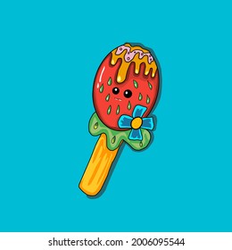 cartoon doodle character ice  cream stick,cute funnyy illstration vector eps.