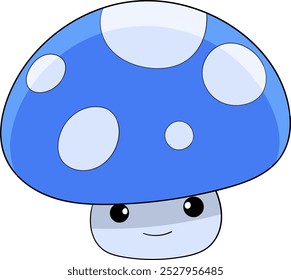 cartoon doodle character of plants that are efficacious and vitamin for growth, rare blue wild mushrooms as herbal medicine