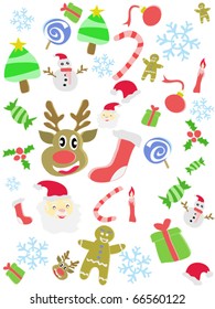 cartoon doodle Christmas seamless background