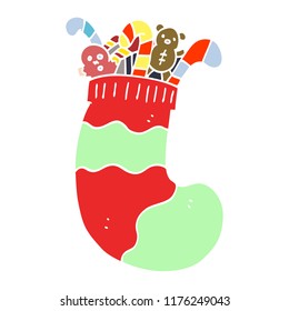 cartoon doodle christmas stocking full of toys