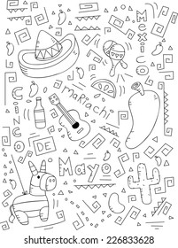 A cartoon doodle with a Cinco de Mayo theme.