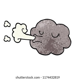 cartoon doodle cloud blowing a gale