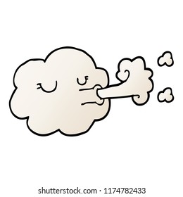 cartoon doodle cloud blowing a gale