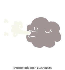 cartoon doodle cloud blowing a gale