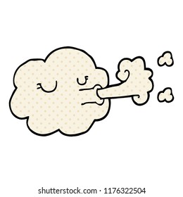 cartoon doodle cloud blowing a gale