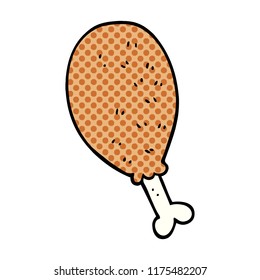 cartoon doodle cooked chicken leg
