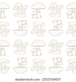 Cartoon doodle cool mushroom pattern