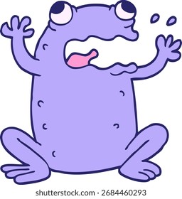 Rana loca del doodle de la historieta en color de neón brillante