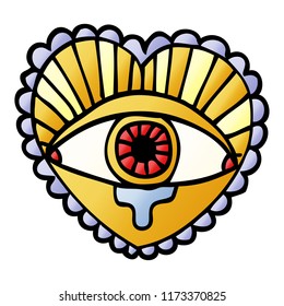 cartoon doodle crying eye heart tattoo symbol