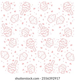 Cartoon of Doodle cupcakes pattern