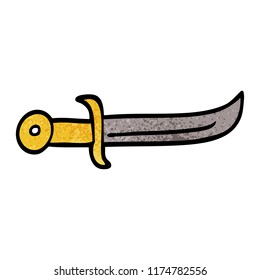 punhal curvo com garatuja de desenho animado