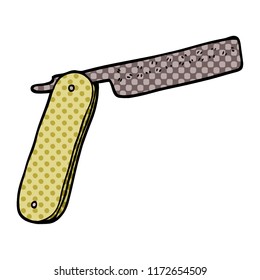 cartoon doodle cut throat razor