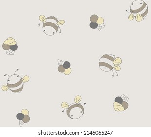 Cartoon Doodle süße Bienen Vektor nahtloses Muster