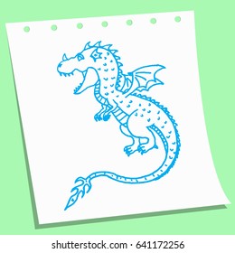 cartoon doodle cute dragon sketch vector illustration