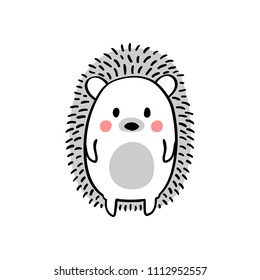 Cartoon Doodle Cute Hedgehog - Isolated Vector Illustration