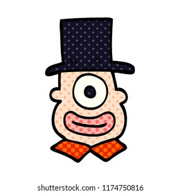 doodle de dibujos animados cíclops en sombrero superior