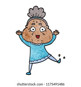 cartoon doodle dancing old lady