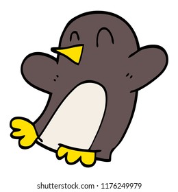 pingüino bailador de doodle de dibujos animados
