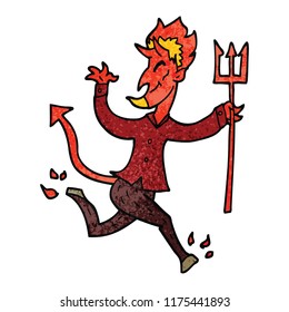 cartoon doodle devil with pitchfork