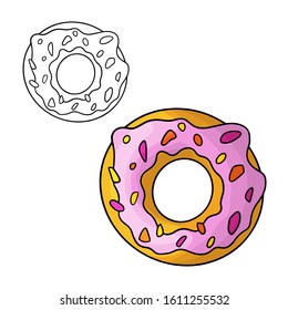Cartoon doodle donuts. Design element. Vector illustration isolated on a white background.