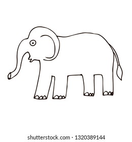 Cartoon doodle elephant isolated on white background. Vector illustration.  