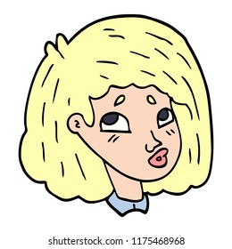cartoon doodle face of a girl