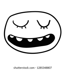 Cartoon doodle face isolated on white background. Coloring book. Vector illustration. 