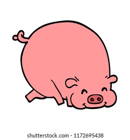 cartoon doodle fat pig