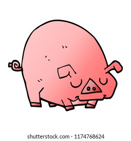 cartoon doodle fat pig