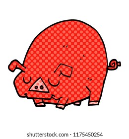 cartoon doodle fat pig
