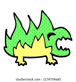desenho animado doodle fogo demônio