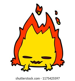 demonio del fuego del doodle de dibujos animados