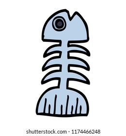 cartoon doodle fish bones