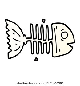 cartoon doodle fish bones