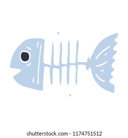 cartoon doodle fish bones