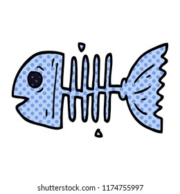 cartoon doodle fish bones