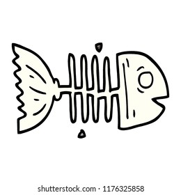 cartoon doodle fish bones