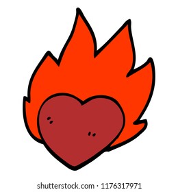 cartoon doodle flaming heart