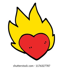cartoon doodle flaming heart