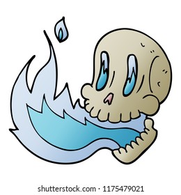cartoon doodle flaming skull