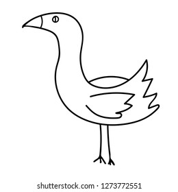 Cartoon doodle Flamingo bird isolated on white background. Vector illustration.  